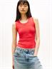 Ribbed Slim Scoop Neck Tank Top red alert