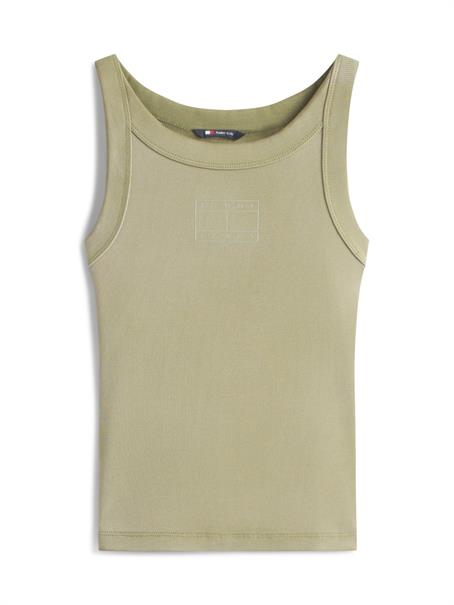 Ribbed Tonal Logo Slim Tank Top bay leaf