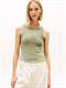 Ribbed Tonal Logo Slim Tank Top bay leaf