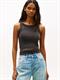 Ribbed Tonal Logo Slim Tank Top black