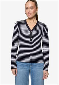 Ringelshirt mit Knopfleiste dark bluecream