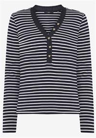 Ringelshirt mit Knopfleiste dark bluecream