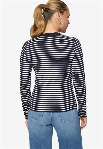 Ringelshirt mit Knopfleiste dark bluecream