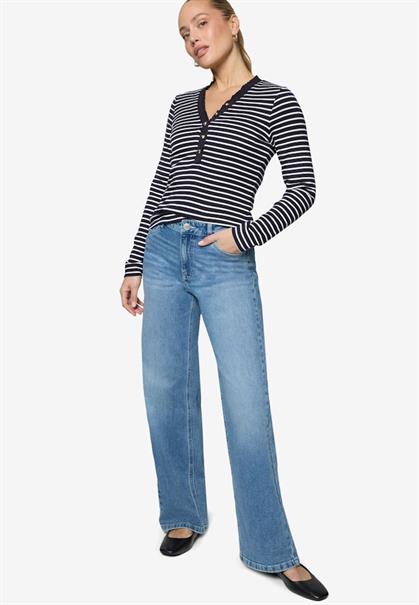 Ringelshirt mit Knopfleiste dark bluecream