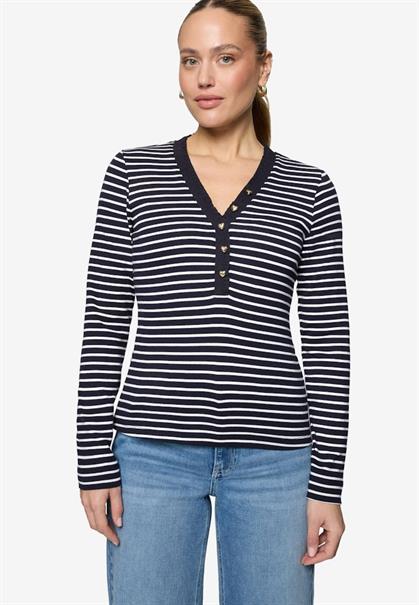 Ringelshirt mit Knopfleiste dark bluecream