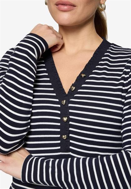 Ringelshirt mit Knopfleiste dark bluecream