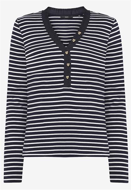 Ringelshirt mit Knopfleiste dark bluecream