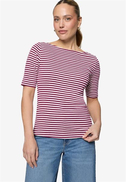 Ringelshirt mit U-Boot Ausschnitt pink-cream