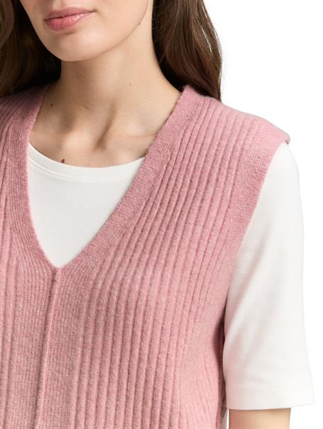 Ripp Pullunder mit V-Ausschnitt morning pink melange