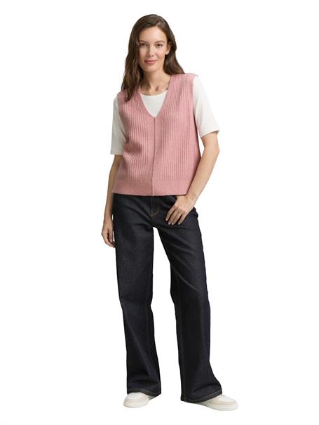 Ripp Pullunder mit V-Ausschnitt morning pink melange