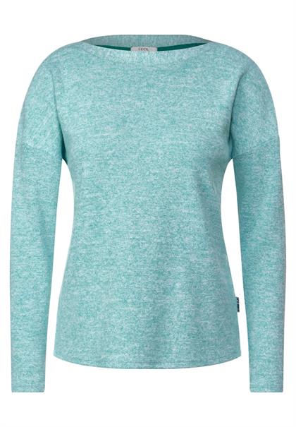 Rippshirt in Melange frosted aqua blue melange