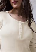 Rippshirt mit Knopfdetail soft beige