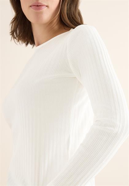 Rippstruktur Shirt vanilla white