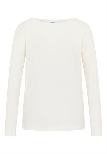 Rippstruktur Shirt vanilla white