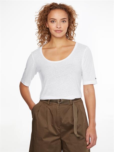 RLX LINEN LYOCELL SCOOP-NK TOP white