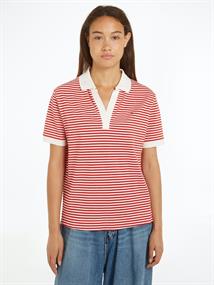 RLX OPEN PLACKET LYOCELL POLO SS mini stp fierce red- white