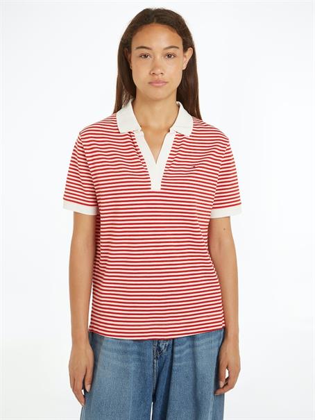 RLX OPEN PLACKET LYOCELL POLO SS mini stp fierce red- white