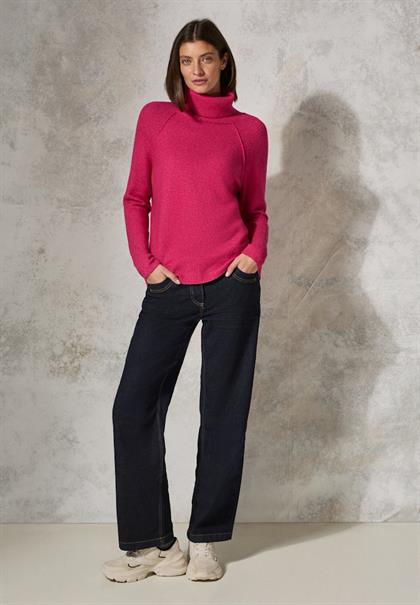 Rollkragenpullover barberry red melange