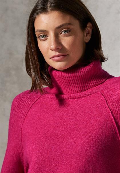 Rollkragenpullover barberry red melange