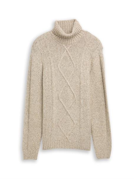 Rollkragenpullover brown offwhite structure