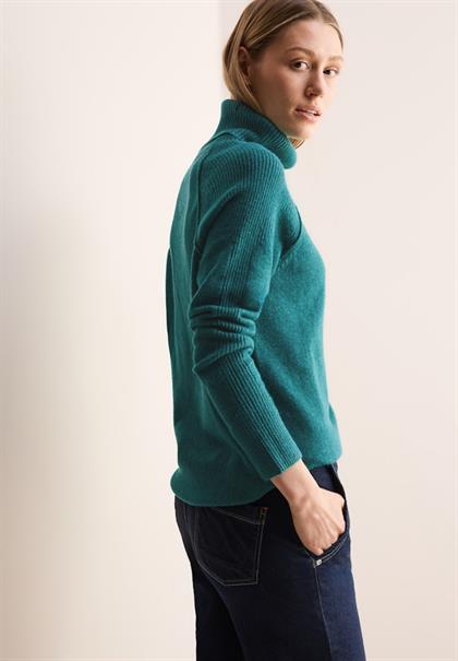 Rollkragenpullover petrol green melange
