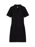 Ruffle Trim Slim Mini Polo Dress black