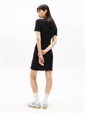 Ruffle Trim Slim Mini Polo Dress black