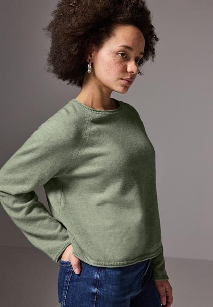 Rundhals-Pullover slate green mel.