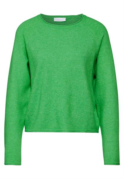 Rundhals-Pullover vivid green mel.
