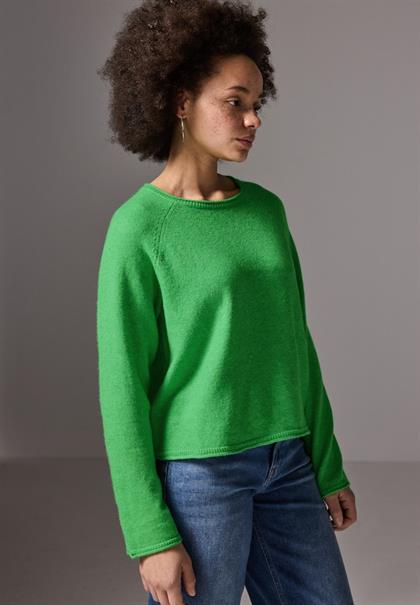 Rundhals-Pullover vivid green mel.