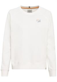 Rundhals Sweatshirt mit Blütenprint auf dem Rücken milk white