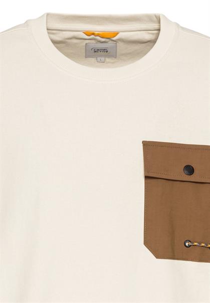 Rundhals Sweatshirt mit Brusttasche creme