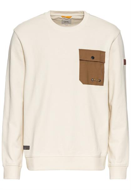 Rundhals Sweatshirt mit Brusttasche creme