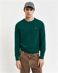Rundhalspullover aus Baumwoll-Piqué deep forest green