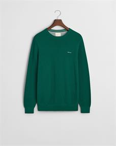 Rundhalspullover aus Baumwoll-Piqué deep forest green