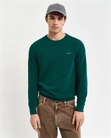 Rundhalspullover aus Baumwoll-Piqué deep forest green