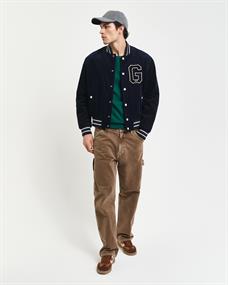 Rundhalspullover aus Baumwoll-Piqué deep forest green