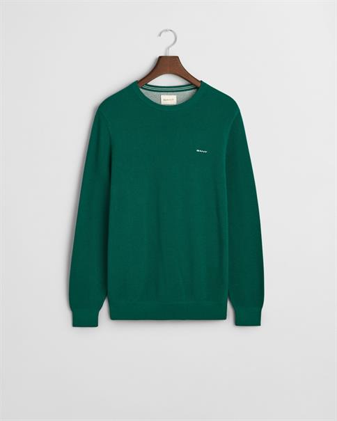 Rundhalspullover aus Baumwoll-Piqué deep forest green