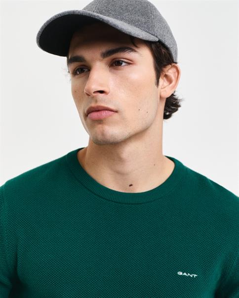 Rundhalspullover aus Baumwoll-Piqué deep forest green