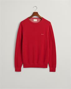 Rundhalspullover aus Baumwoll-Piqué ruby red