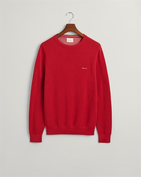 Rundhalspullover aus Baumwoll-Piqué ruby red