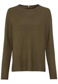 Rundhalspullover aus Feinstrick dark khaki