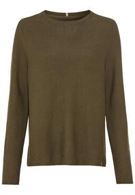 Rundhalspullover aus Feinstrick dark khaki