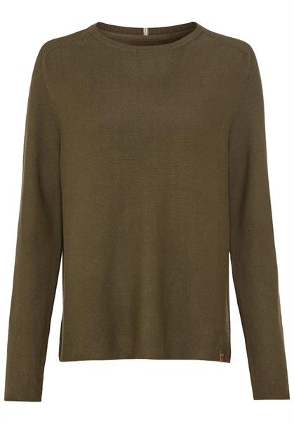 Rundhalspullover aus Feinstrick dark khaki