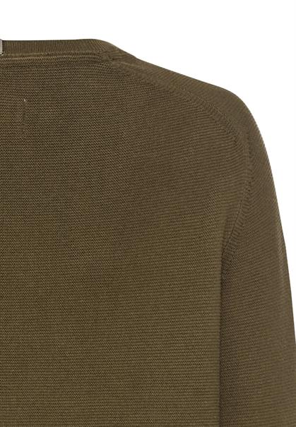 Rundhalspullover aus Feinstrick dark khaki