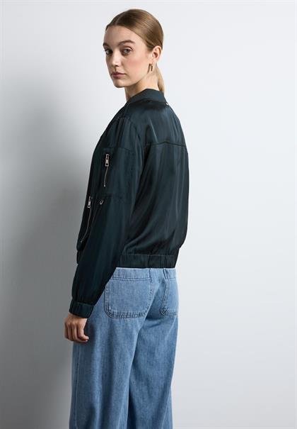 Satin-Blouson hunter green