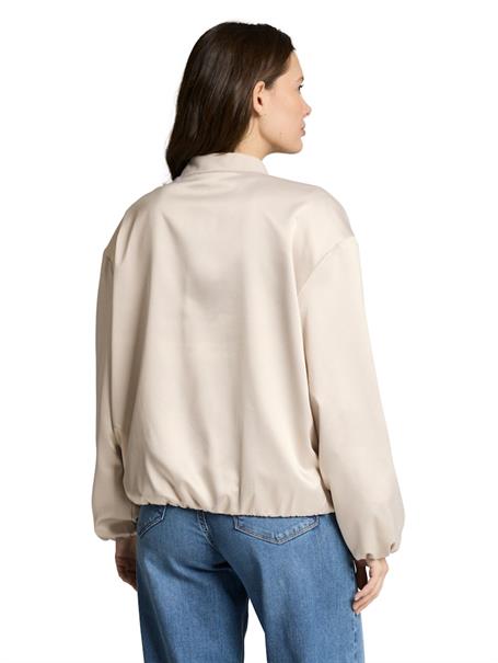 Satin Blouson Jacke mit Bomberkragen sand stone beige