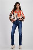 Satin Bluse geblümt lava gemustert
