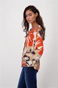 Satin Bluse geblümt lava gemustert
