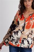 Satin Bluse geblümt lava gemustert